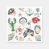 Serviette En Papier Seaside Soirée Coastal Pattern (Devant)