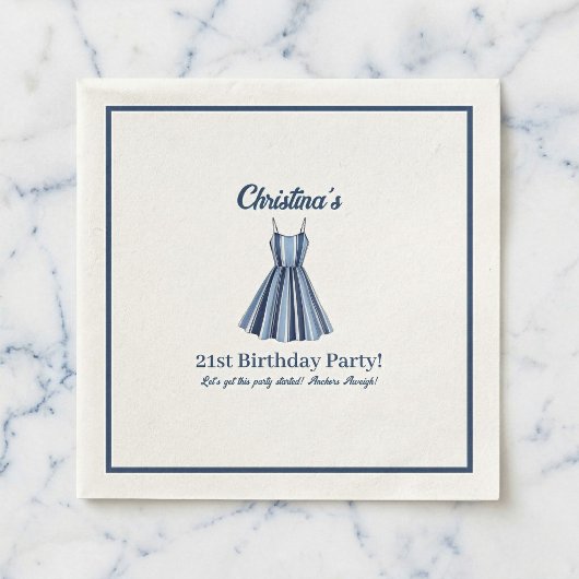 Serviette En Papier Seaside Stripes Celebration Birthday   
