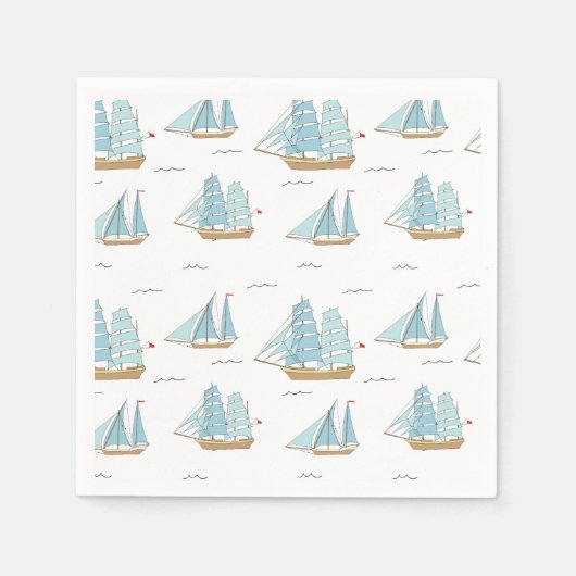 Serviette En Papier Seatime été Cute yachts avec voile (Devant)