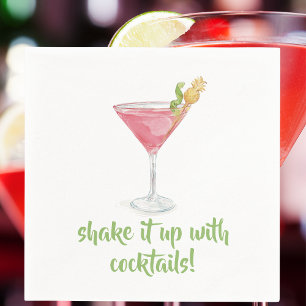 Serviette En Papier Secouez-le avec des cocktails Aquarelle Cosmopolit