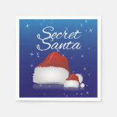 Serviette En Papier Secret Santa Hat Bleu Arrière - plan fête de Noël (Devant)