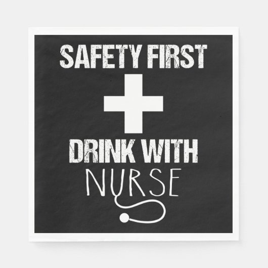 Serviette En Papier Sécurité Première Boisson Avec Infirmière (Devant)