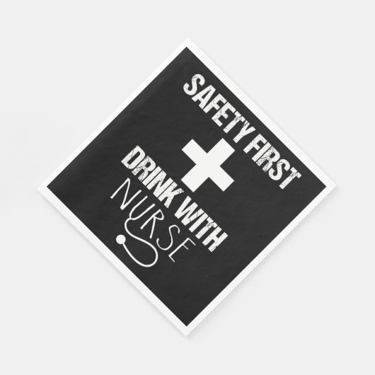 Serviette En Papier Sécurité Première Boisson Avec Infirmière (Coin)