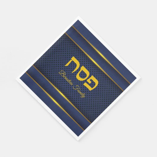 Serviette En Papier Séder de Pâque bleu et or (Coin)