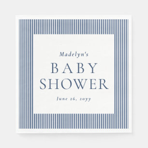 Serviette En Papier Seersucker marine blanc rayé baby shower prépa