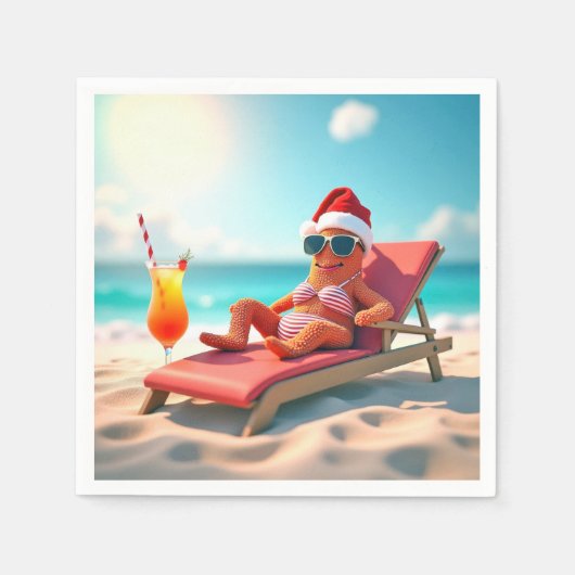 Serviette En Papier Seigneurie de Noël Bain de soleil dans un bikini (Devant)