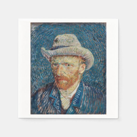 Serviette En Papier Self Portrait de Grey Felt Hat by Vincent van Go (Devant)