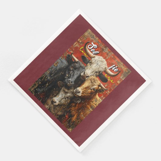 Serviette En Papier Selfie Lovers Vaches (Coin)