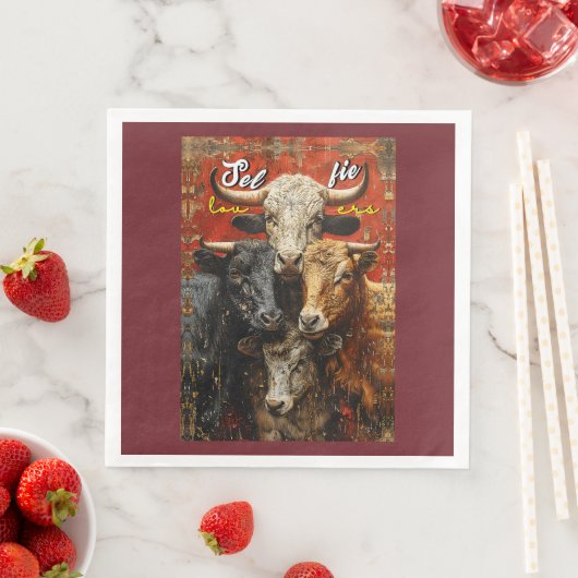 Serviette En Papier Selfie Lovers Vaches (En situation)