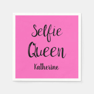 Serviette En Papier Selfie Nom Reine Personnalisé Fuchsia Hot rose