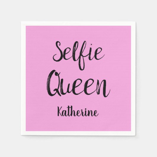 Serviette En Papier Selfie Nom Reine Pink Personnalisé (Devant)