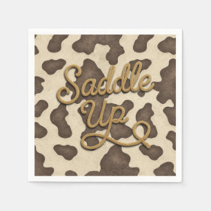 Serviette En Papier Sellez Marron Vache Imprimé Country Western Rodeo 