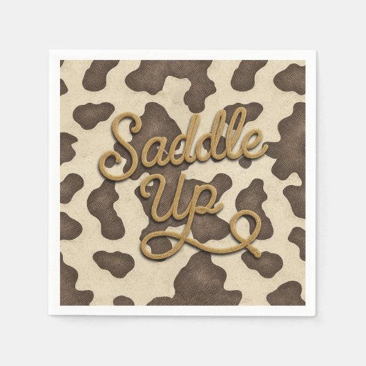 Serviette En Papier Sellez Marron Vache Imprimé Country Western Rodeo  (Devant)