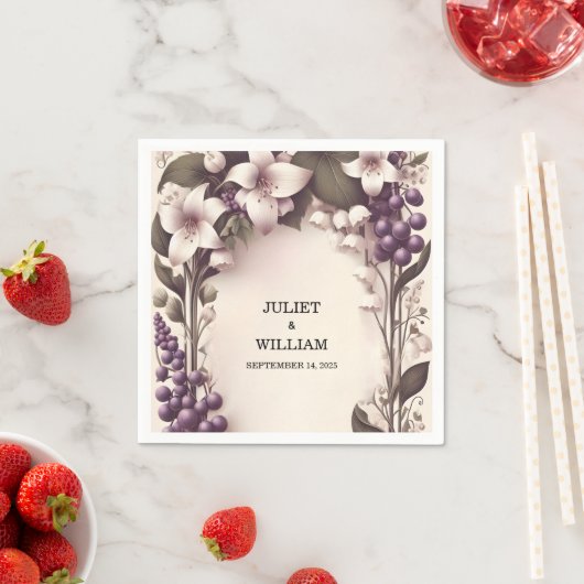 Serviette En Papier Semences Ferme rurale Bois Fruit Vignoble Mariage (En situation)