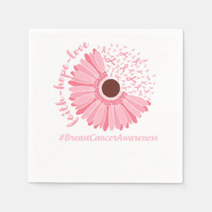 Serviette En Papier Sensibilisation au cancer du sein Fleur rose