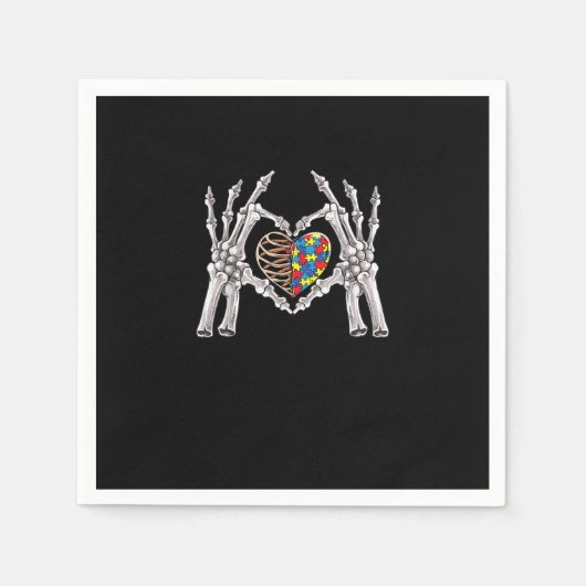 Serviette En Papier Sensibilisation sur l'autisme Gothique Crâne main  (Devant)