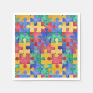 Serviette En Papier Sensibilisation sur l'autisme puzzle papier servie