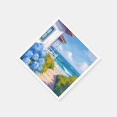 Serviette En Papier Sentier de la plage de Cape Cod | Peinture côtière (Coin)