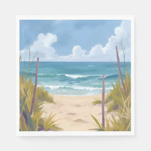 Serviette En Papier Sentier de la plage Eau de mer Océan peint à l'a