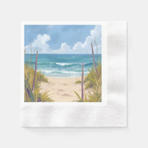 Serviette En Papier Sentier de la Plage   Eau de mer Peinture Côtière 
