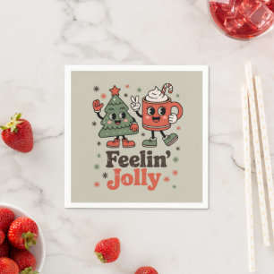 Serviette En Papier Sentiment de Noël rétro joyeux vacances vintage