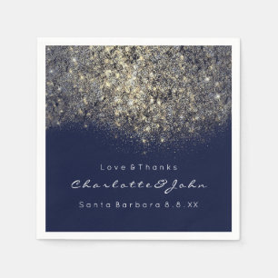 Serviette En Papier Sepia Gold Parties scintillant Blue Navy Confetti
