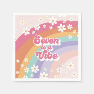 Serviette En Papier Sept est une ambiance Rétro Arc-en-ciel 7e Anniver