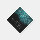 Serviette En Papier Séquence turquoise de Confetti Bleu Noir Blanc (Coin)