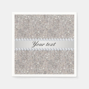 Serviette En Papier Séquences d'argent Faux et diamants