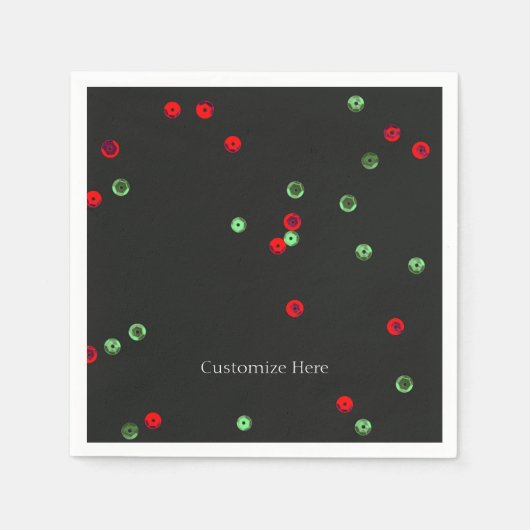 Serviette En Papier Séquences de Noël Rouge et Vert (Devant)