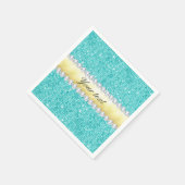 Serviette En Papier Séquences turquoise personnalisées Diamants d'or (Coin)