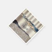 Serviette En Papier Sequins d'agate bleu indigo élégants (Coin)