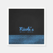 Serviette En Papier Séquins de Glam Moderne Bleu & Noir Élégant Chic (Devant)