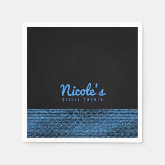 Serviette En Papier Séquins de Glam Moderne Bleu & Noir Élégant Chic (Devant)