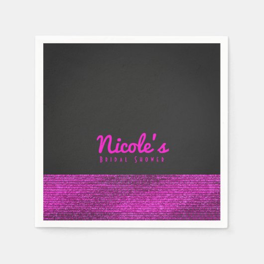 Serviette En Papier Séquins de glam moderne rose et gris Élégant chic (Devant)