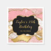 Serviette En Papier Séquins or et rose Agate Anniversaire (Devant)