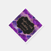 Serviette En Papier Séquins violets foncés et roses Agate Anniversaire (Coin)