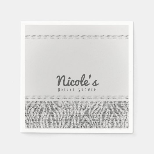 Serviette En Papier Séquins Zebra Blanc Glam Party (Devant)