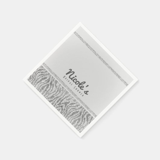 Serviette En Papier Séquins Zebra Blanc Glam Party (Coin)