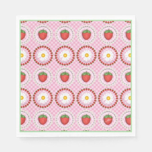 Serviette En Papier Sérénade aux fraises (Devant)