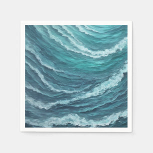 Serviette En Papier Serene Blue et Green Abstrait