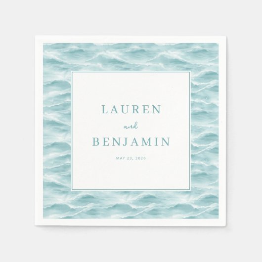Serviette En Papier Serene Blue Wave Water Theme (Devant)