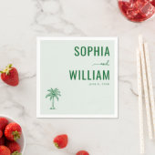 Serviette En Papier Serene Green Palm Tree (En situation)