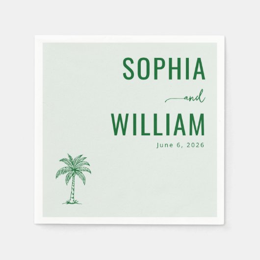 Serviette En Papier Serene Green Palm Tree (Devant)