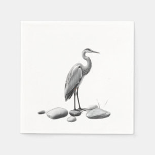 Serviette En Papier Serene Heron Parmi Les Pierres