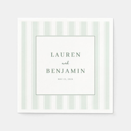 Serviette En Papier Serene Mint Striped Elegancy (Devant)