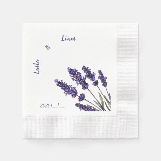 Serviette En Papier Serene Provence Lavender Floral Wedding (Devant)