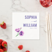 Serviette En Papier Serene Purple Floral (En situation)