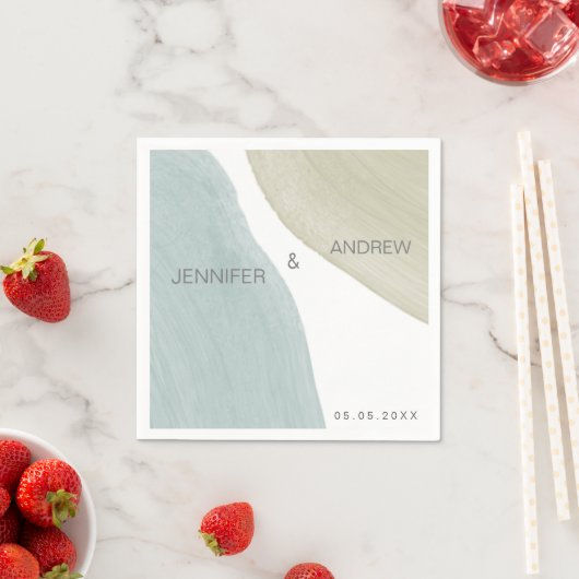 Serviette En Papier Sérénité moderne | Papier monogramme Napkin (En situation)