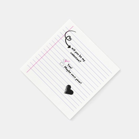 Serviette En Papier Serez-Vous Mon Valentine Note Naples (Coin)